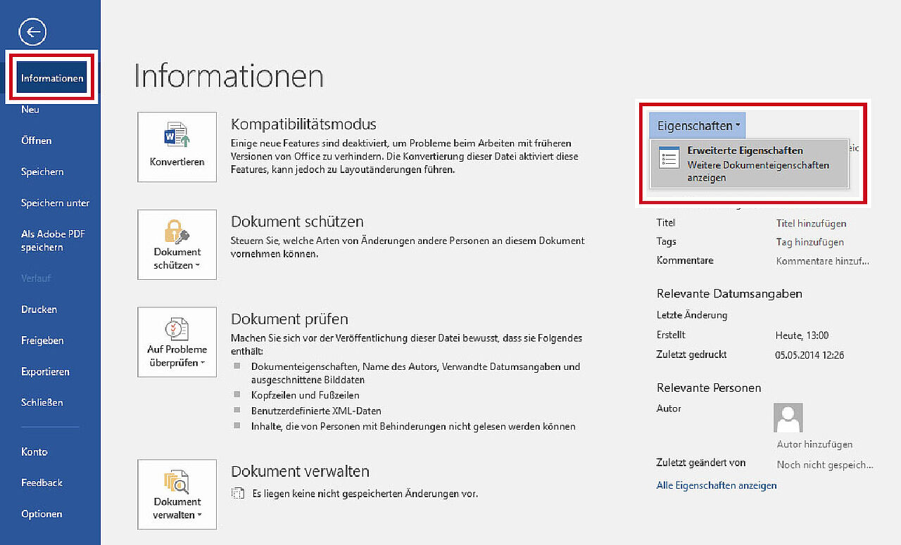 Word 2016 - Feldfunktion aufrufen